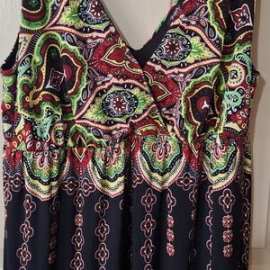 Vibrant Patterned Sleeveless Dress